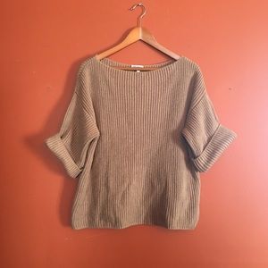 Chunky knit cropped wide sleeve knit sweater xs/s